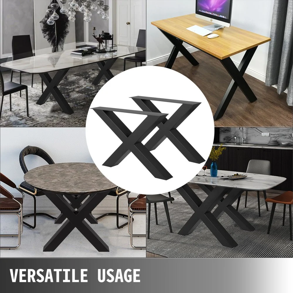 VEVOR - Juego de 2 patas de acero para mesa de comedor (71,1 cm de alto y 76,2 cm de ancho), resistentes, con sección cuadrada de 8 cm y marco en X, 71,1 cm x 76,2 cm x 8 cm, color negro, estilo industrial rústico.