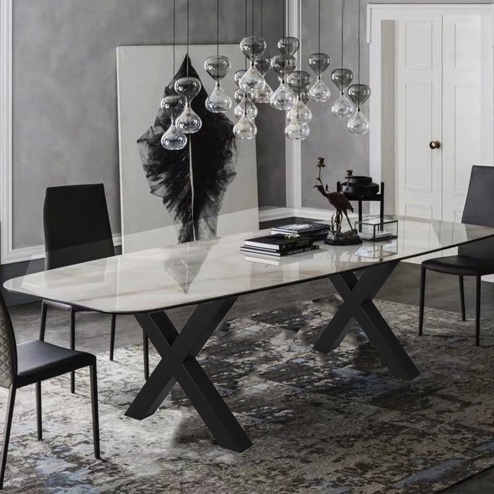 VEVOR - Juego de 2 patas de acero para mesa de comedor (71,1 cm de alto y 76,2 cm de ancho), resistentes, con sección cuadrada de 8 cm y marco en X, 71,1 cm x 76,2 cm x 8 cm, color negro, estilo industrial rústico.