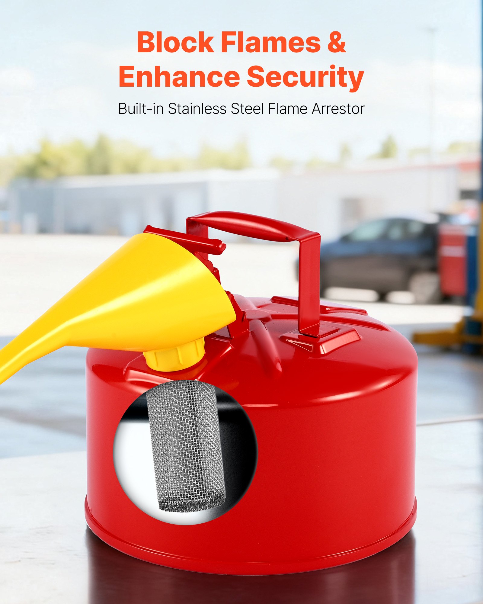 VEVOR Safety Gas Can – 2.5 Gallon, 11.69 x 10.83 Inch